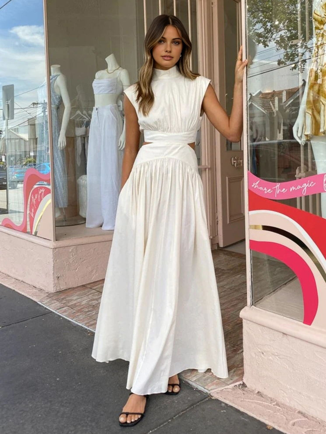 Mock Neck Cut Out Long Dress | COMMENSE Mock Neck Cut Out Long Dress | COMMENSE