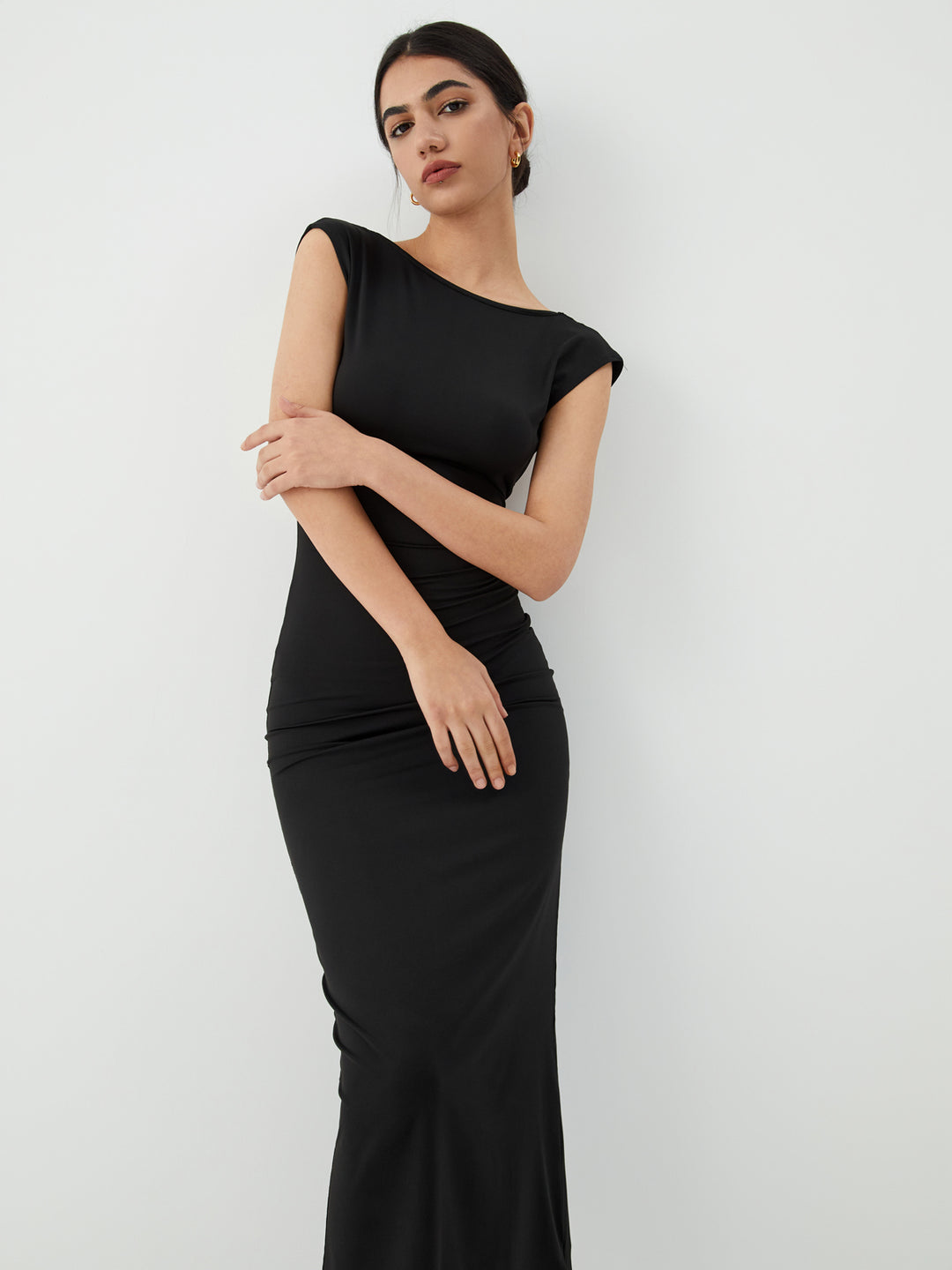 blue dress for baby girl Cutout Backless Long Knit Dress - Black - XS main image 1