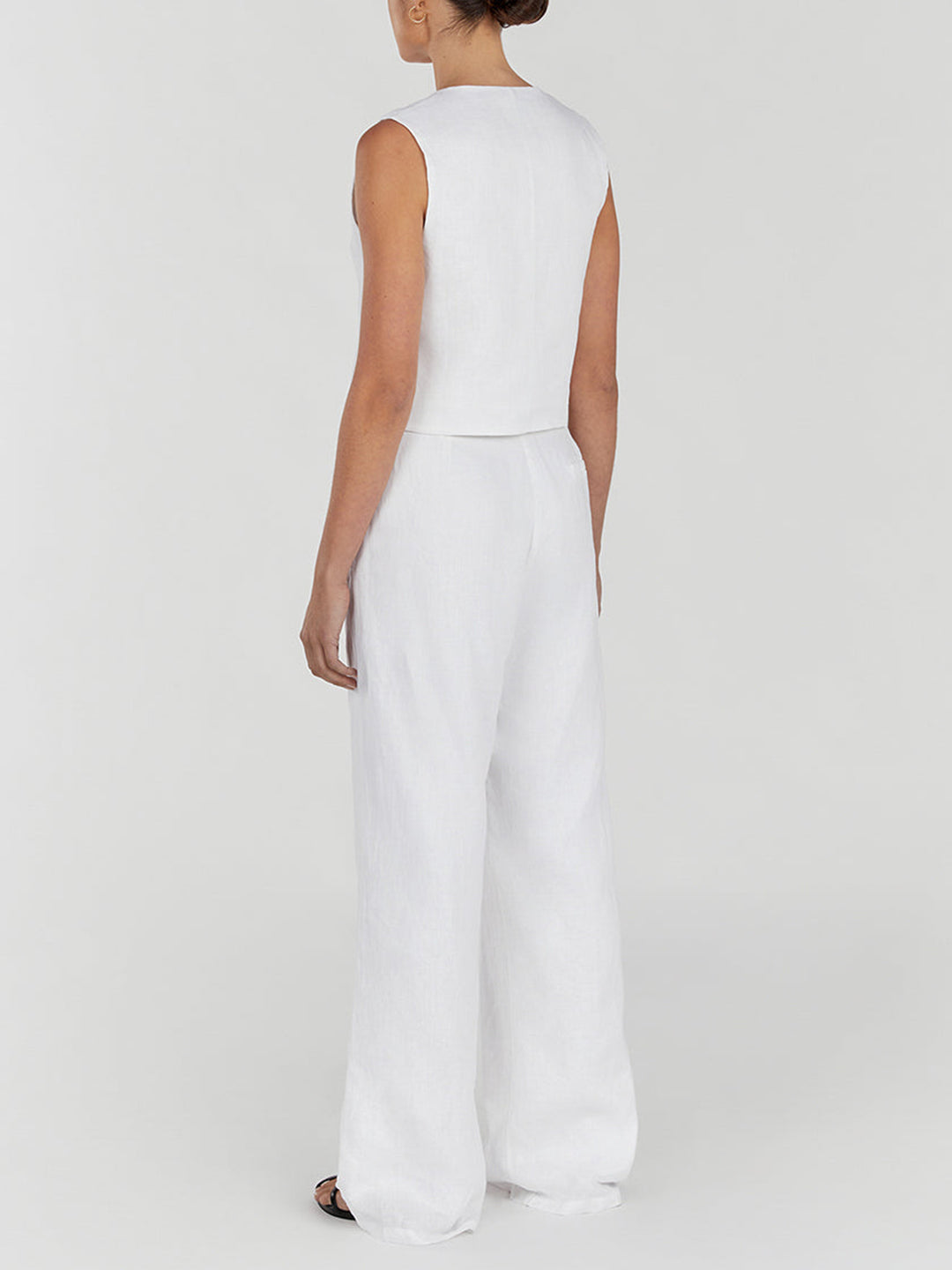 【Kashiko】Comfy : Basic Sleevelss Lowrise Pants セットWhite GLVSZ Cotton Linen Pants for Men 2024 Summer Casual Loose