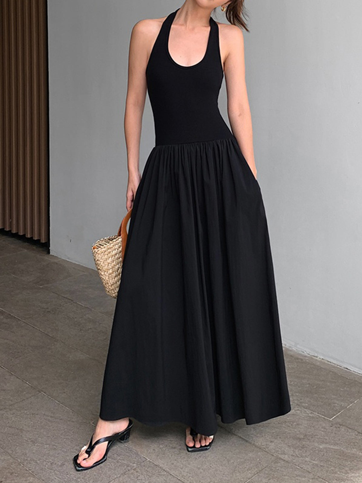 Minimalist Halter Backless Long Dress | COMMENSE Minimalist Halter Backless Long Dress | COMMENSE