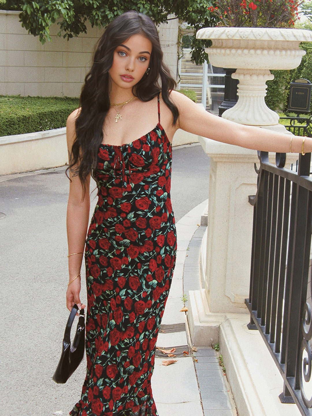 Bulgarian Roses Floral Cami Long Dress | COMMENSE