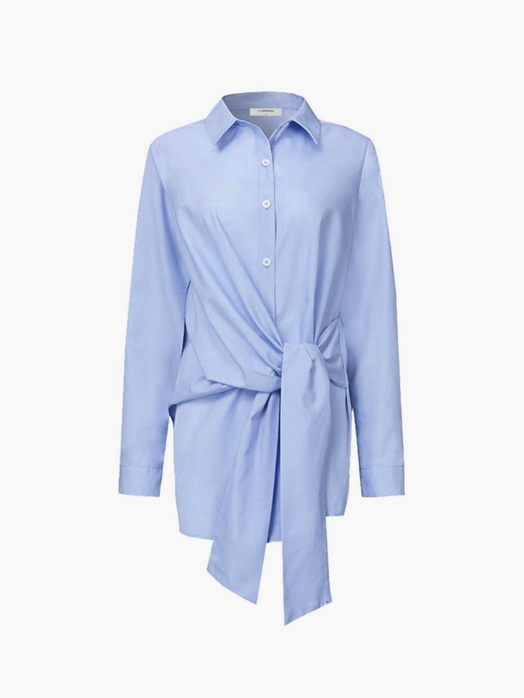 Semi-Sheer Button Down Tied Long Shirt – COMMENSE