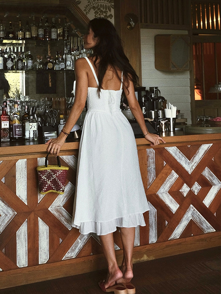 commense ruffle hem cami plain midi dress Ruffle Hem Cami Plain Midi Dress
