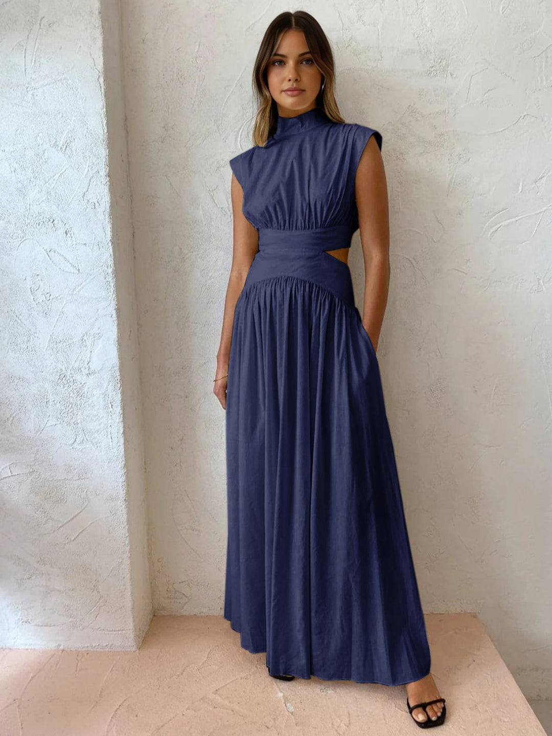 mock neck cut out dress Black Maxi Dress - Sleeveless Mock Neck Dress - Cutout Dress