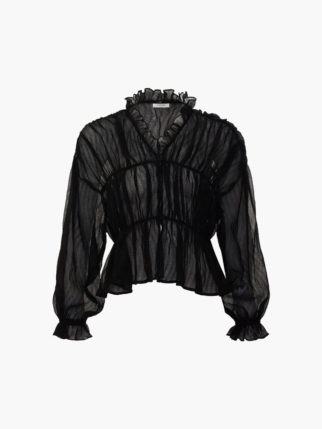 Sheer Chiffon Ruffle Detail Blouse – COMMENSE