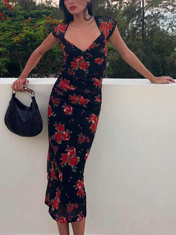 Semi-Sheer Backless Flora Sweater Dress