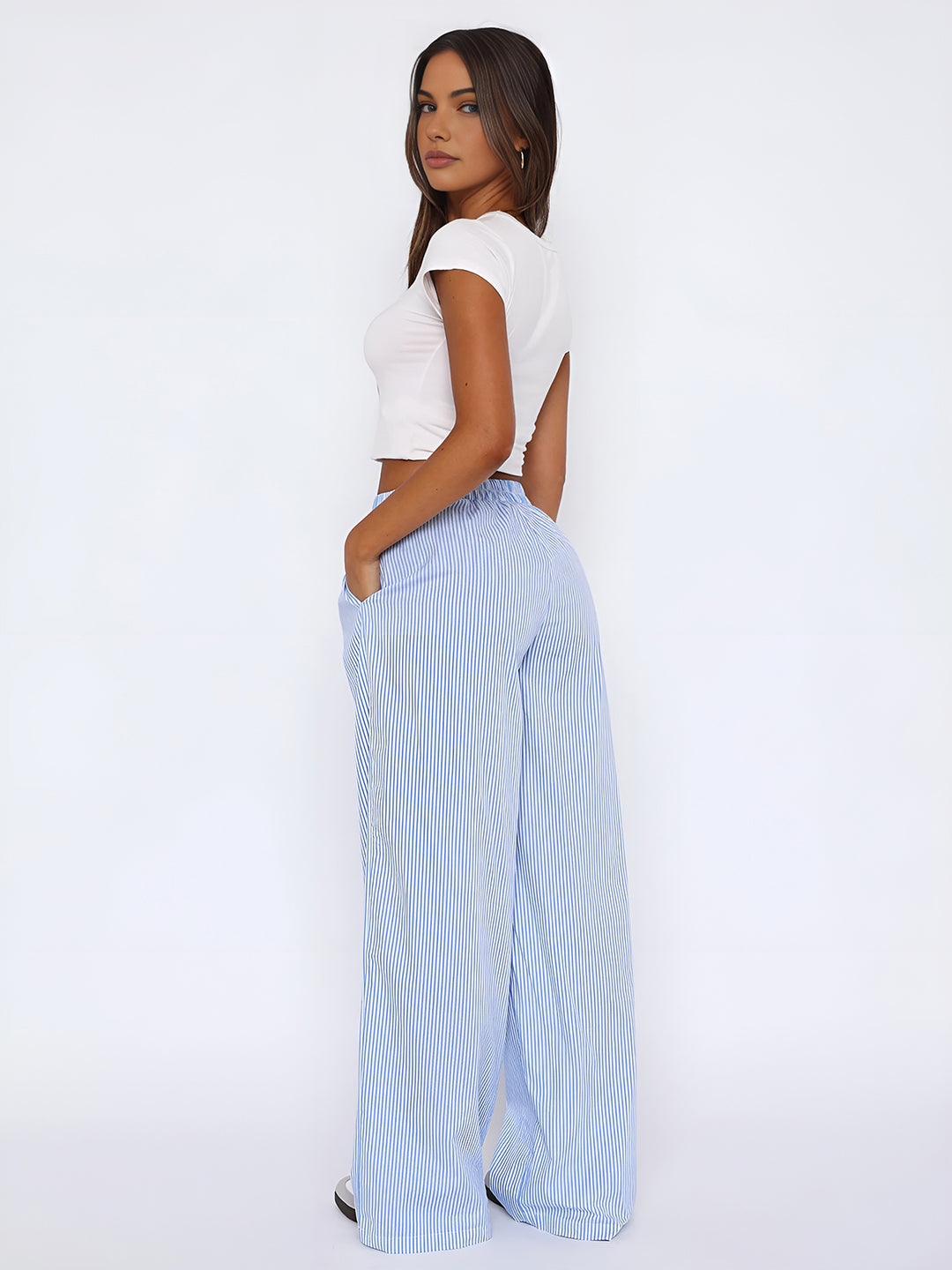 【関税&送料込】Off White Midnight Blue Wool Pant Statement Mens Powder Blue Wool Wide Leg Baggy Pants WP-100