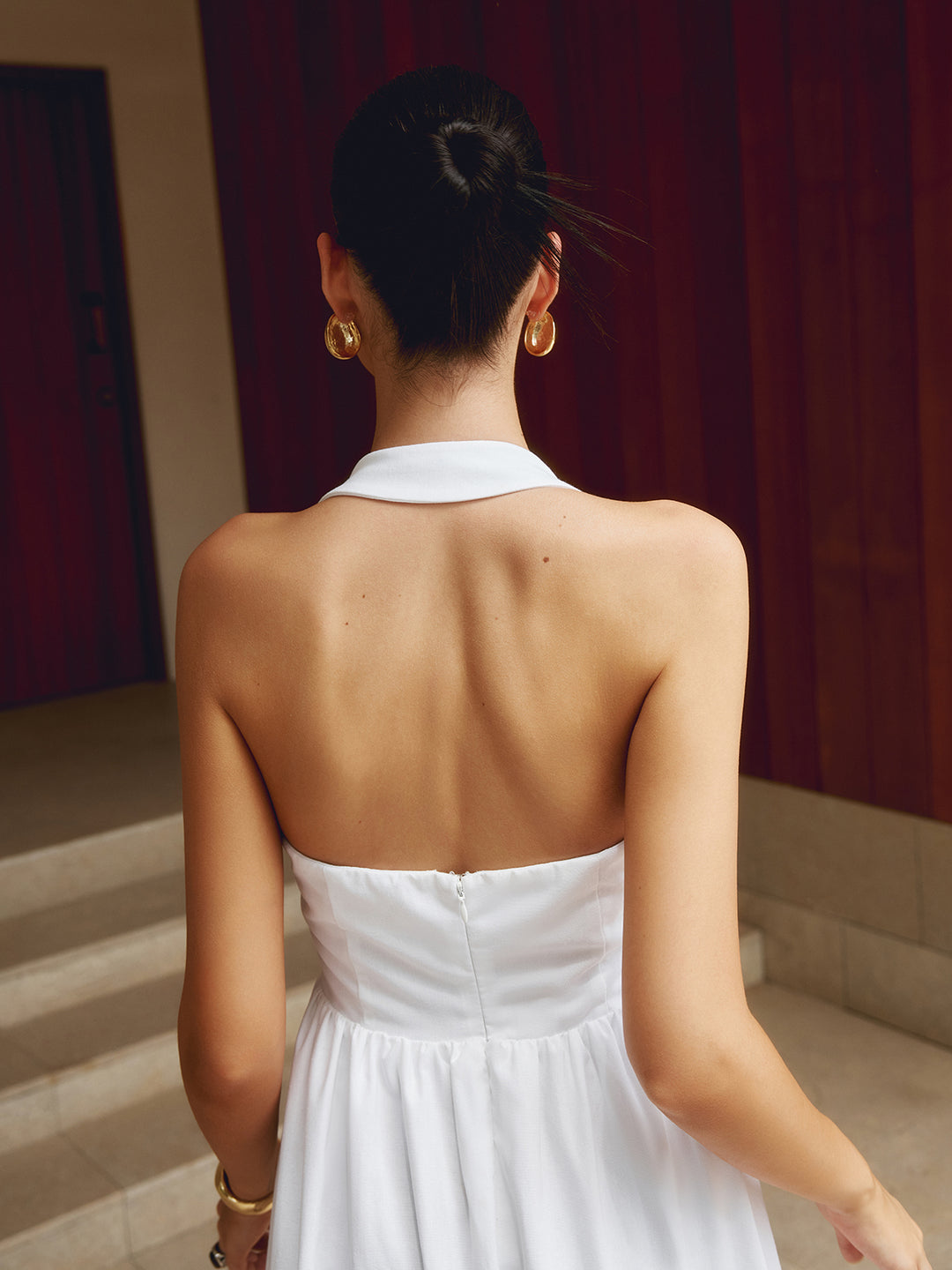 Cotton & Linen Halter A Line Long Dress – COMMENSE