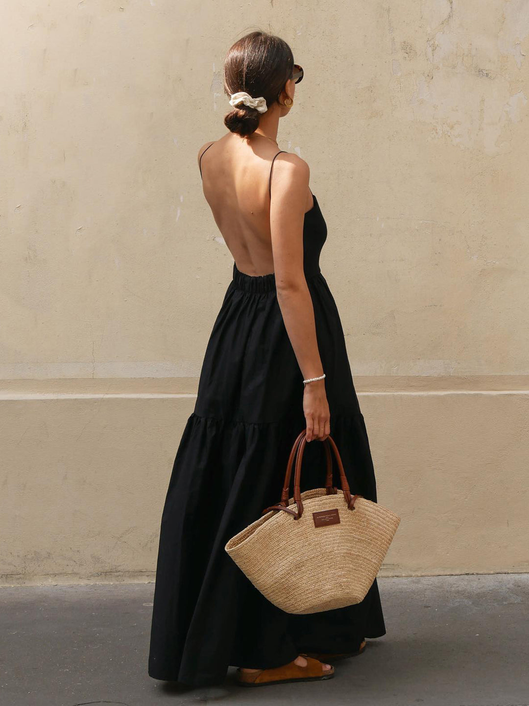 Solid backless long dress - Black - XL Solid backless long dress - Black - XL