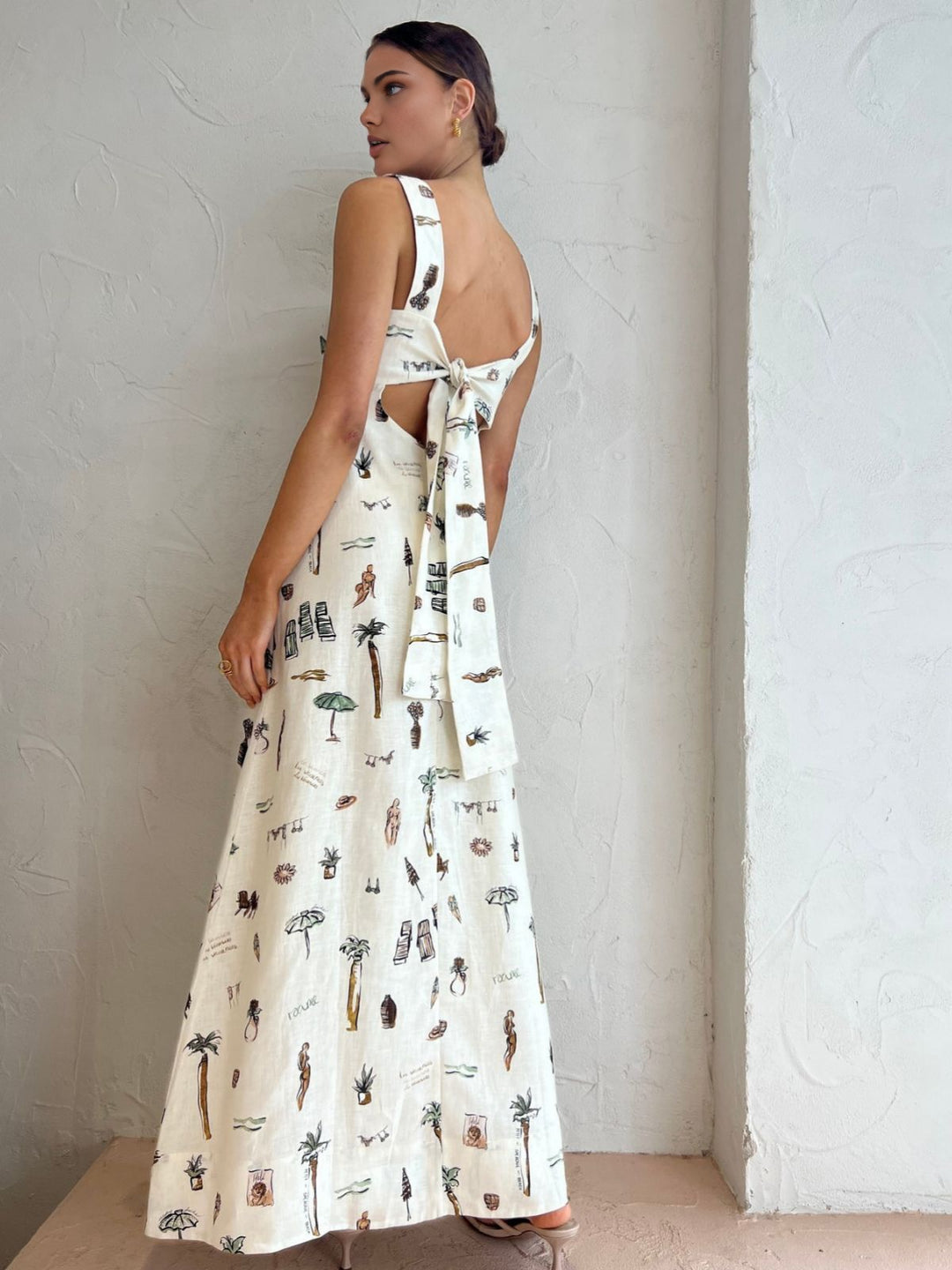 Tropical Print Knotted Long Dress – COMMENSE