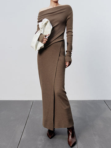 Contrast Long Sleeve Two-Piece Set