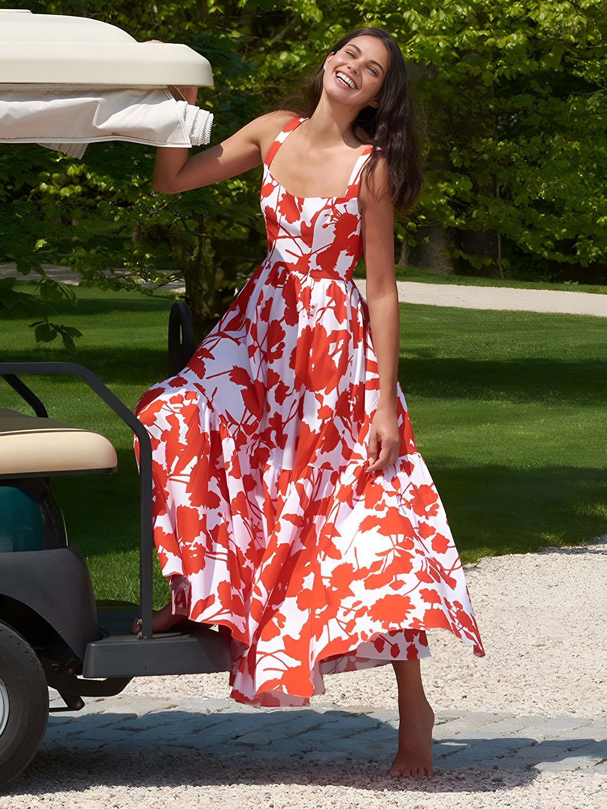 Blooming In Summer Floral Print Cami Long Dress – COMMENSE