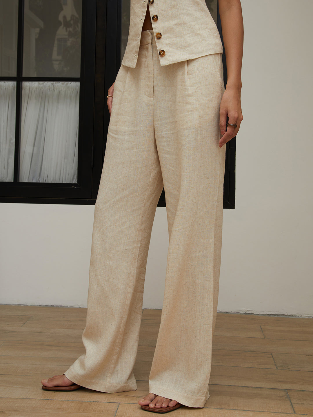 【BAON】Kohila cotton straight pants Cotton & Linen Straight Leg Pants – COMMENSE