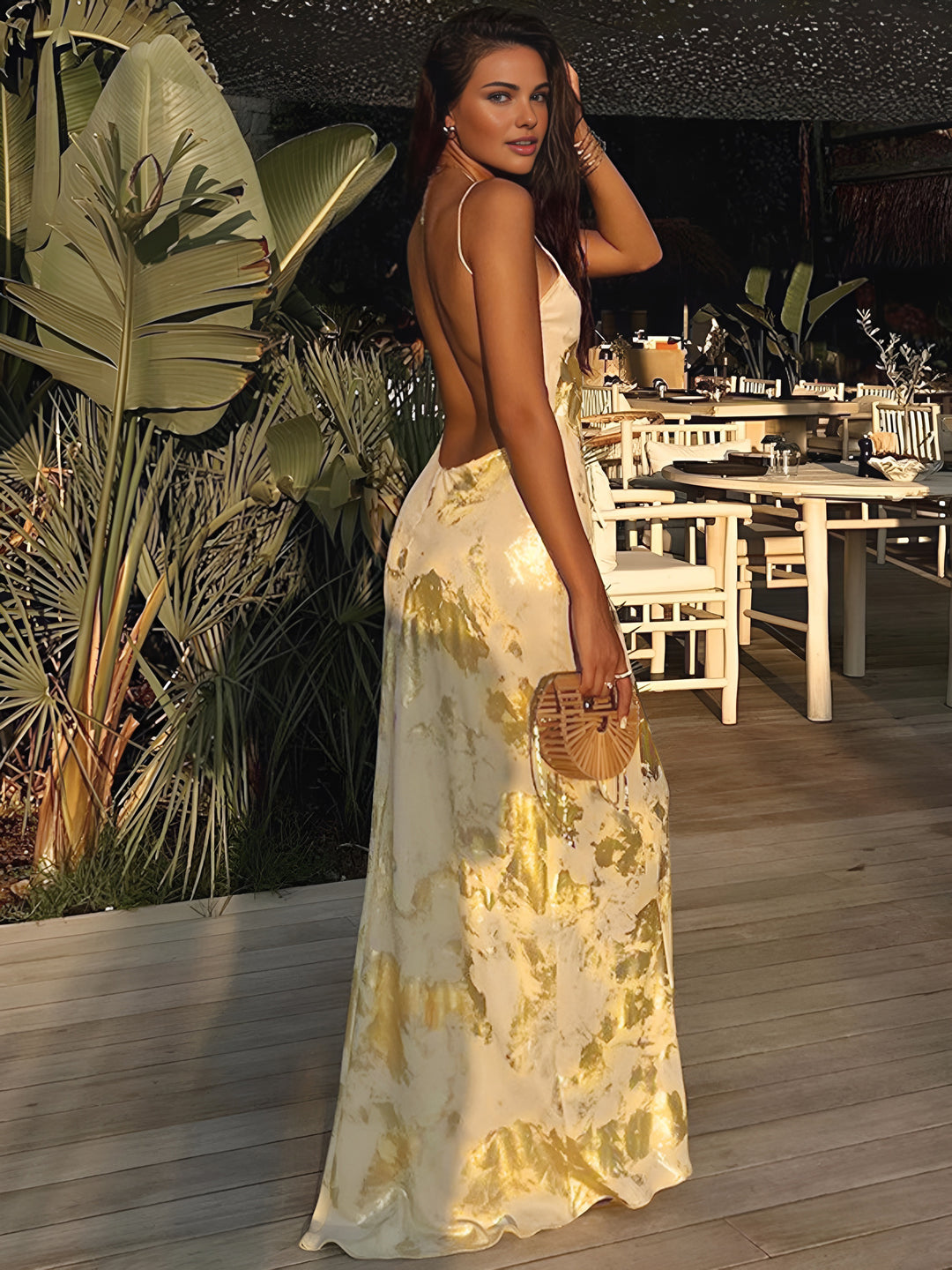 ★Since Then★ Luster V-neck long dress Cheryl