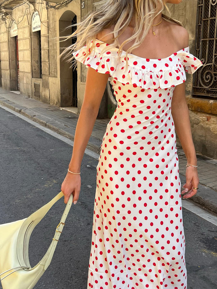 ワンピース [FRECKLE]  dot ruffle dress with corsage Amazon.com: Scarlet Darkness Floral Dress for Women Teens
