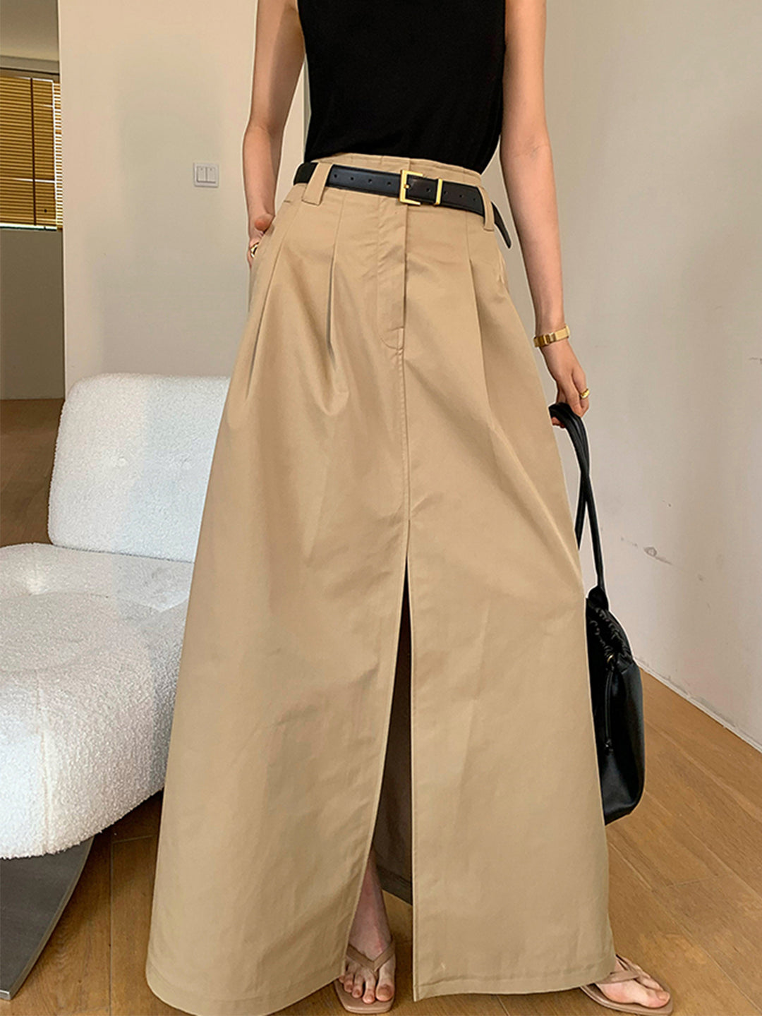 【NONCODE】Arucco Belt Cotton Skirt Arucco Belt Cotton Skirt - NONCODE | 60% - Asian Fashion