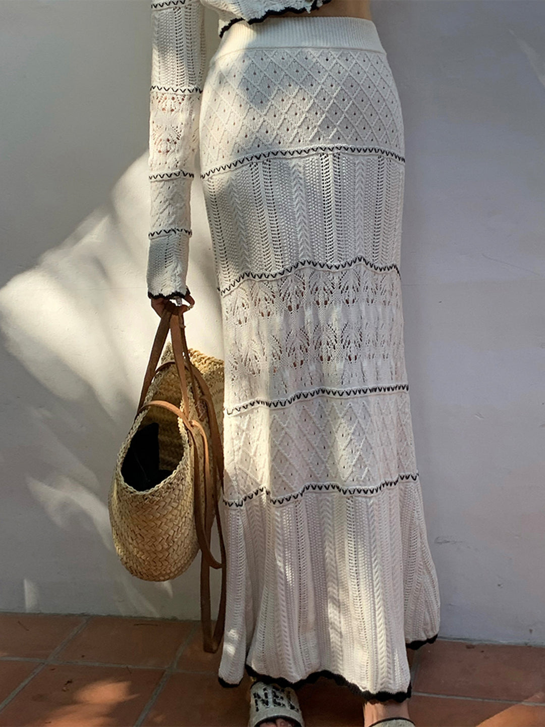 Contrast Binding Knit Maxi Skirt – COMMENSE