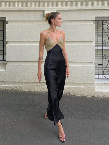 Two-Tone Mesh Cami Dress