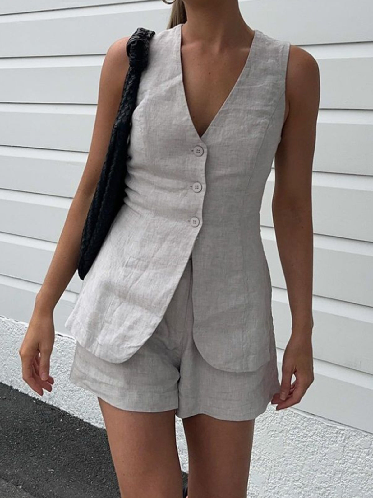 Drawstring Split Casual Shorts Set – COMMENSE Drawstring Split Casual Shorts Set – COMMENSE