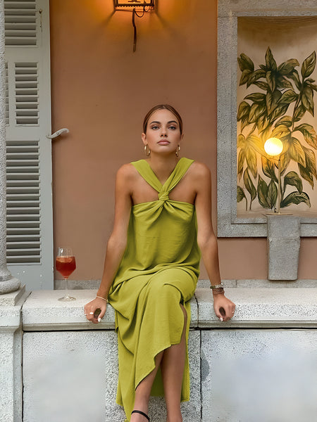 Cross Halter Split Long Dress | COMMENSE Cross Halter Split Long Dress | COMMENSE