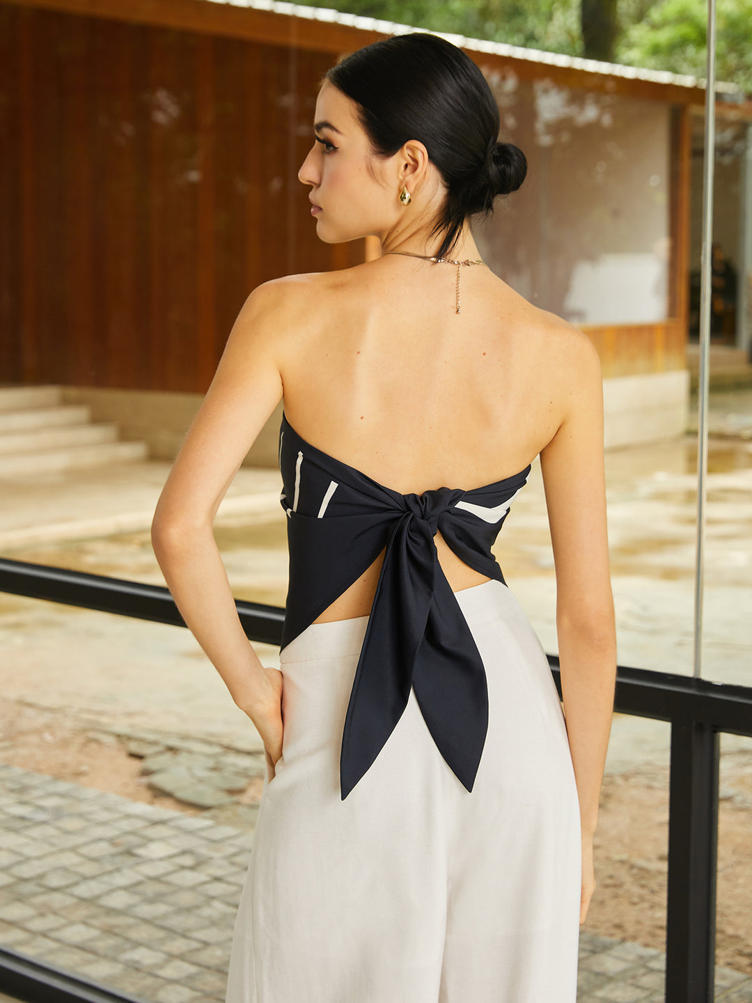 Print Tie Back Scarf Top – COMMENSE