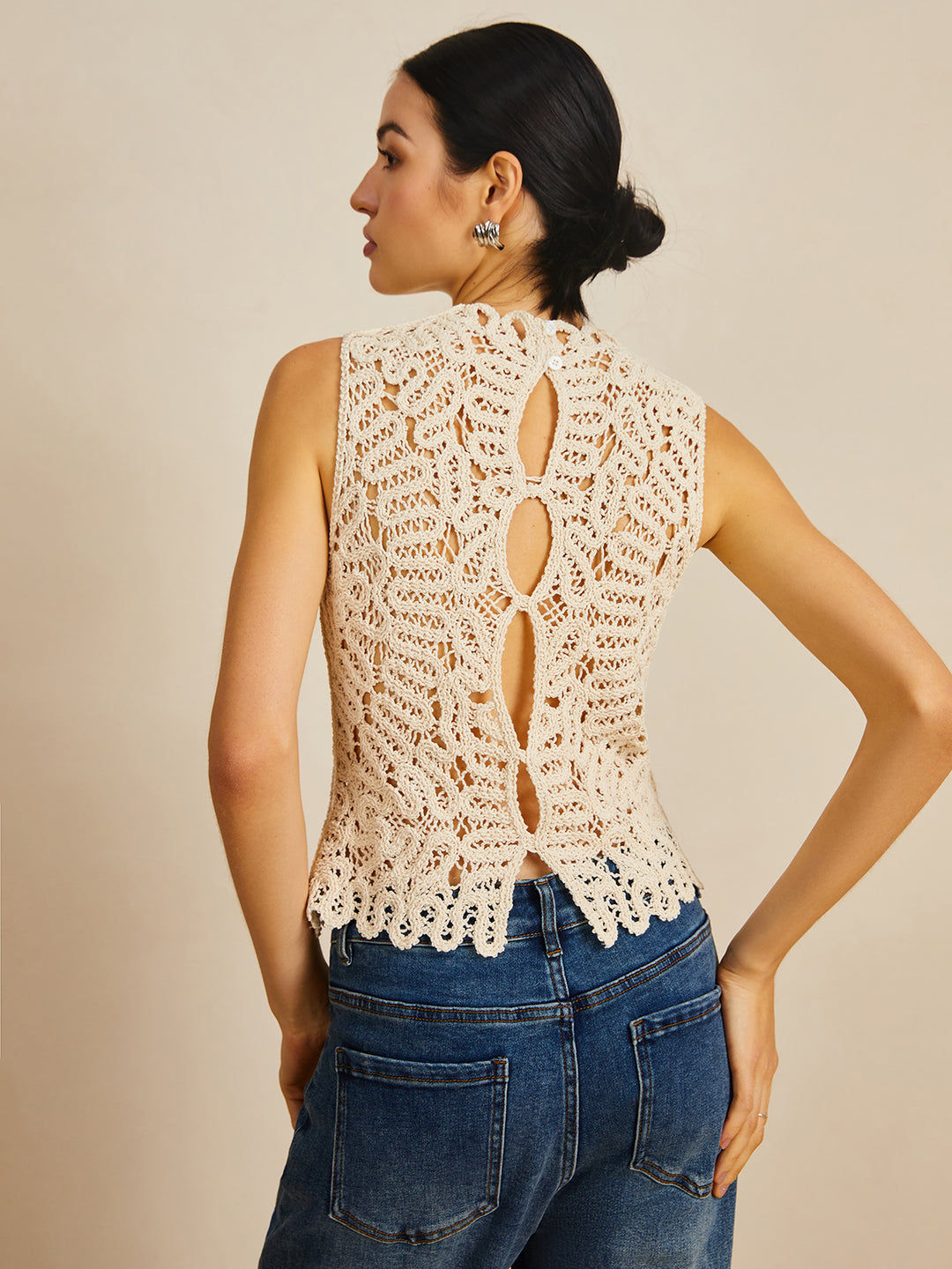 KOSUSANILL Women Crochet Sweater Vest Top Y2k Knit