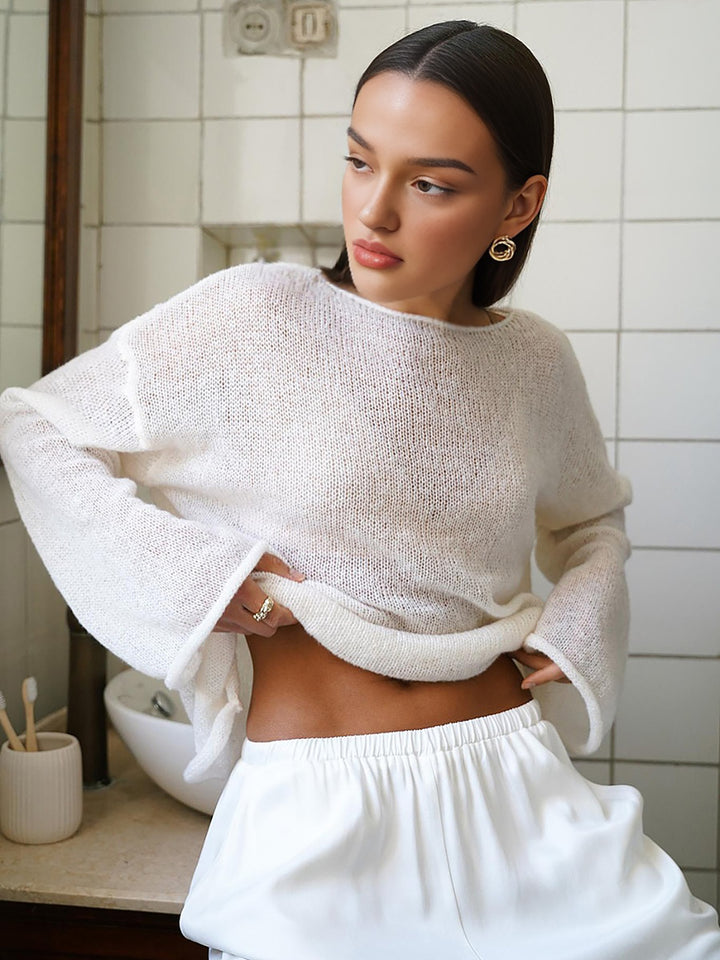 Hollow Draped Snug Knit Top – COMMENSE