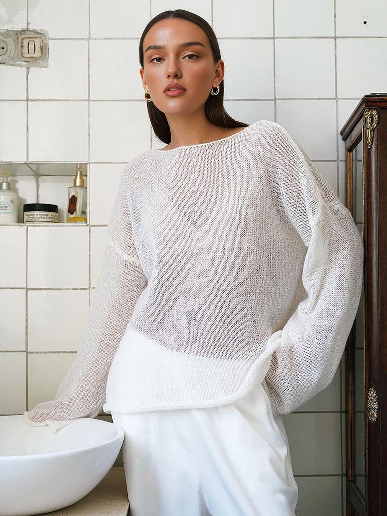 Hollow Draped Snug Knit Top – COMMENSE