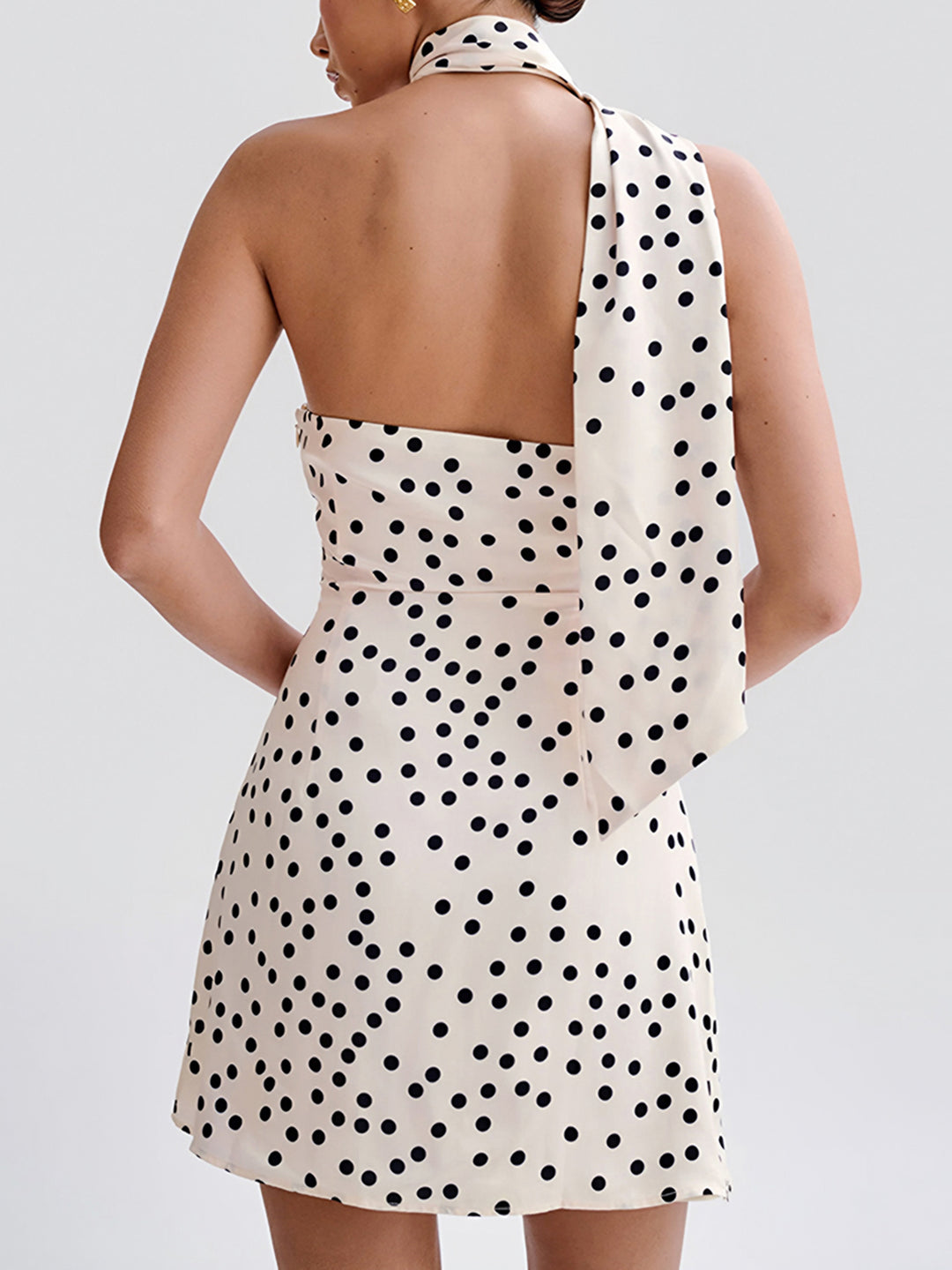Satin Polka Dot Asymmetrical Dress | COMMENSE Satin Polka Dot Asymmetrical Dress | COMMENSE