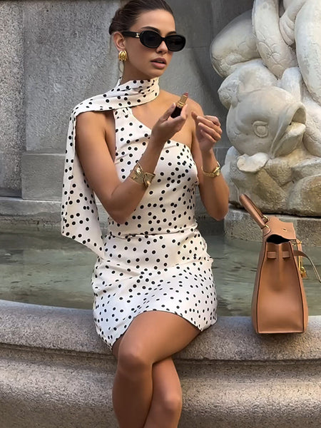 パーティードレス Satin Polka Dot Sash Dress B1719296113756_3c8eedf7-aab3-