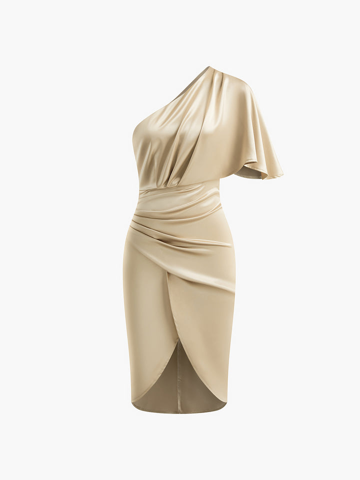 asos edition drape asymmetric midi dress Asymmetrical Zipper Pleated Dress
