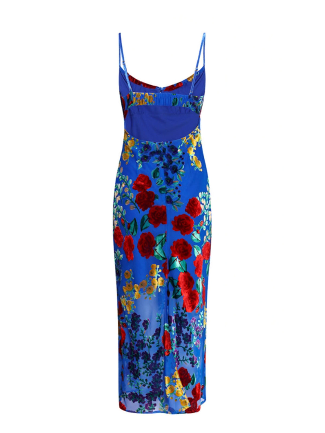 fitted lace wedding dress Red and Blue Floral Dress Vintage main image 1