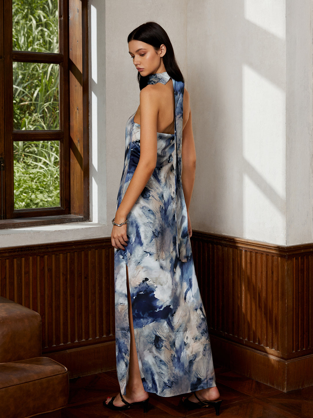 Love Era Tie Dye Satin Halter Long Dress – COMMENSE