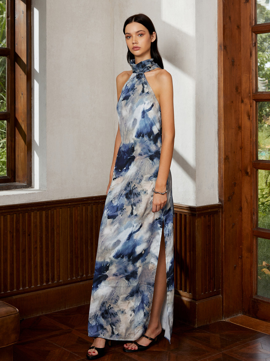 Love Era Tie Dye Satin Halter Long Dress – COMMENSE