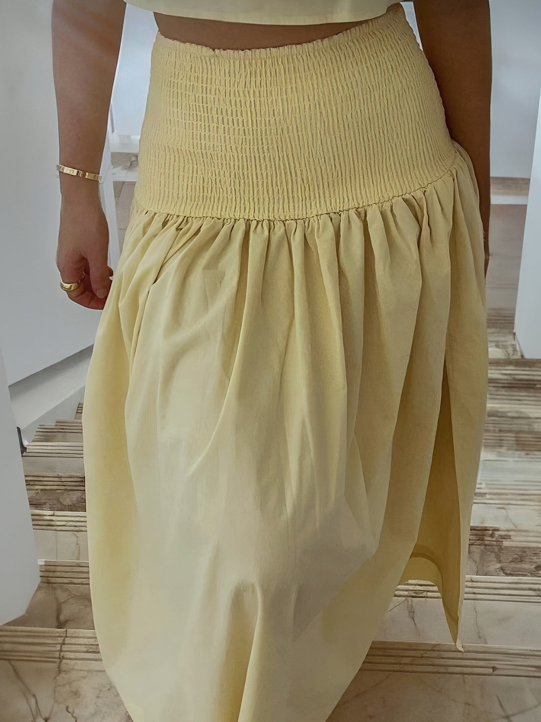 Shirred Waist Split Thigh Skirt Set – COMMENSE