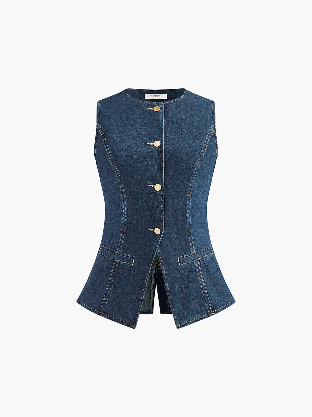 Denim Peplum Vest With Shorts Set | COMMENSE