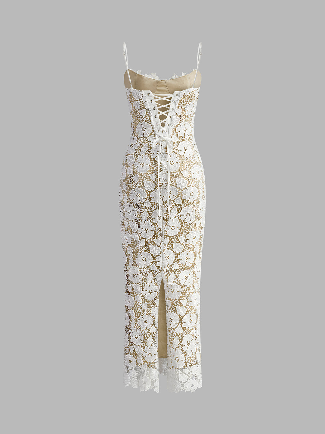 Semi-Sheer Double Layer Lace Cami Dress | COMMENSE