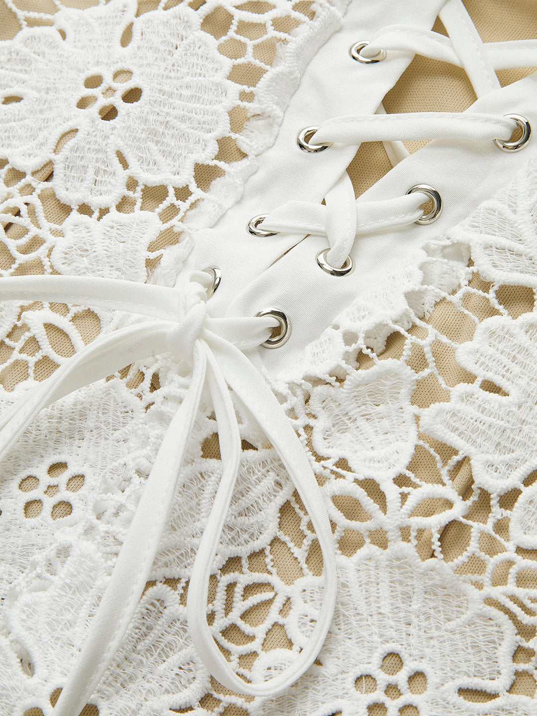 Semi-sheer double layer lace cami dress - White - M Semi-sheer double layer lace cami dress - White - M