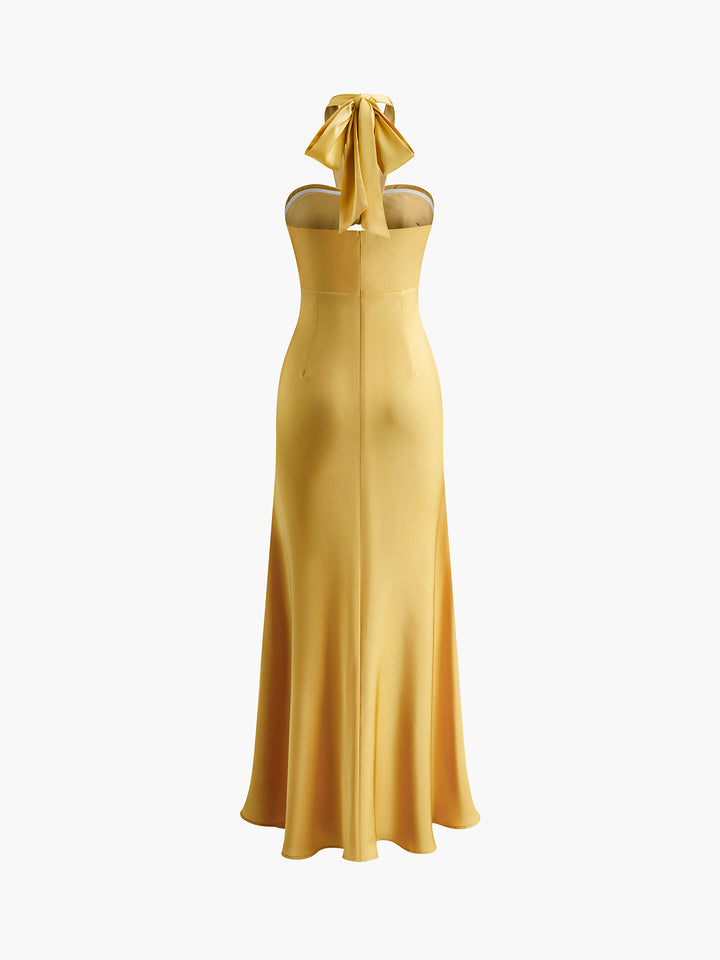 Halter Backless Satin Long Dress | COMMENSE Halter Backless Satin Long Dress | COMMENSE