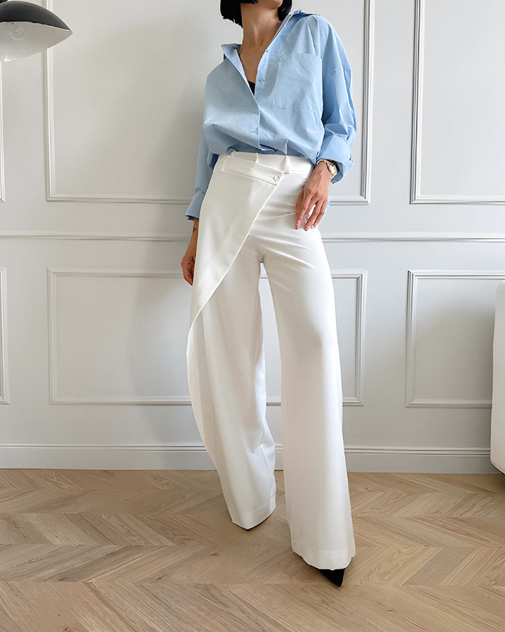 Asymmetrical High Waist Wide-Leg Pants – COMMENSE