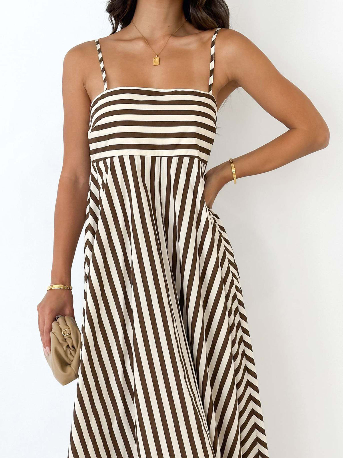 pleated cami long dress Women's V Neck Cami Shimmer Pleated Maxi Dress, Pink