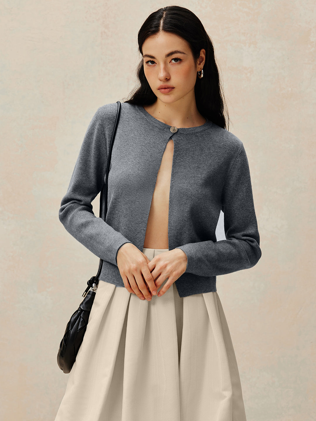 Crew Neck Button Knit Cardigan – COMMENSE