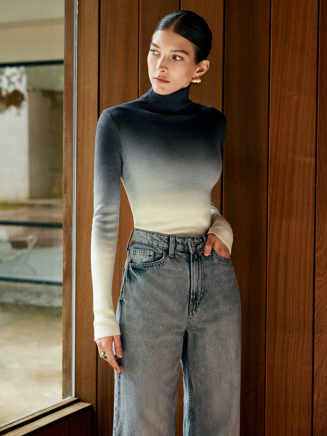 Wool-Blend Ombre Slim Knit Top – COMMENSE