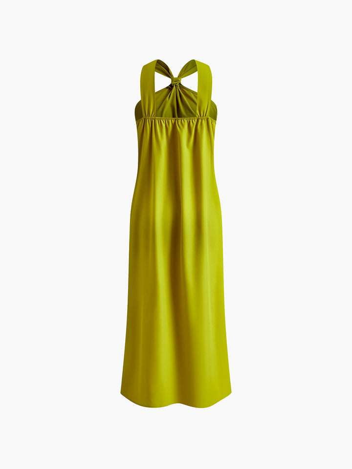 Cross Halter Split Long Dress | COMMENSE