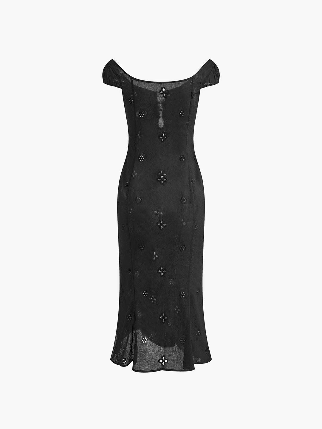 cotton keyhole neckline midi dress Semi-Sheer Cotton Keyhole Neckline Midi Dress