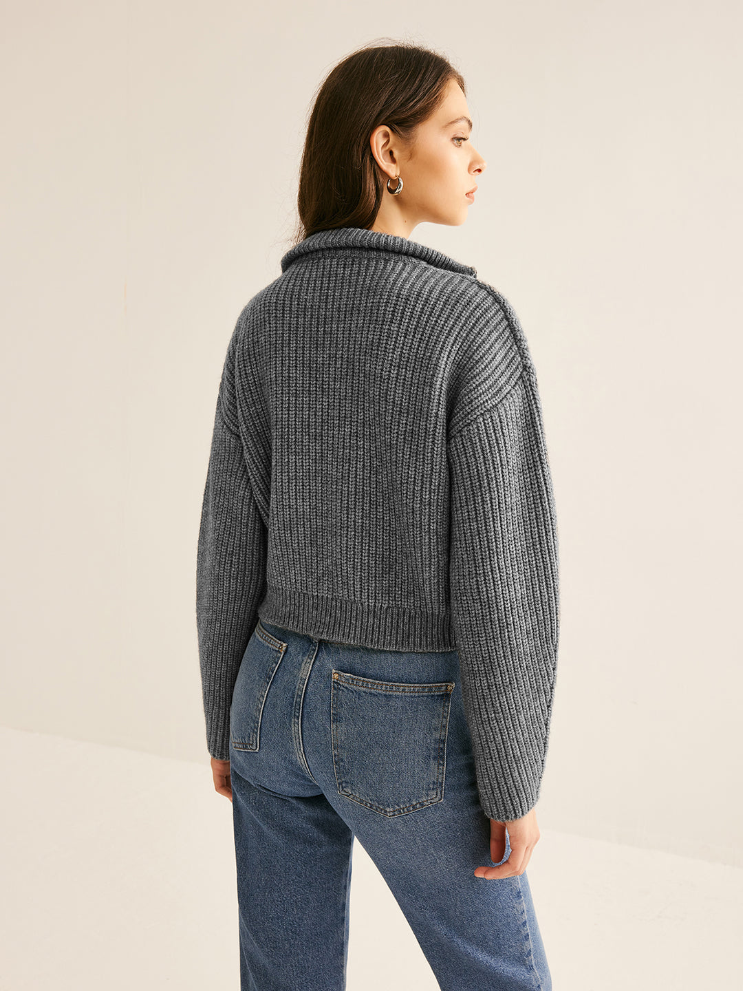 Double-knit zip sweater off-white – TOTEME