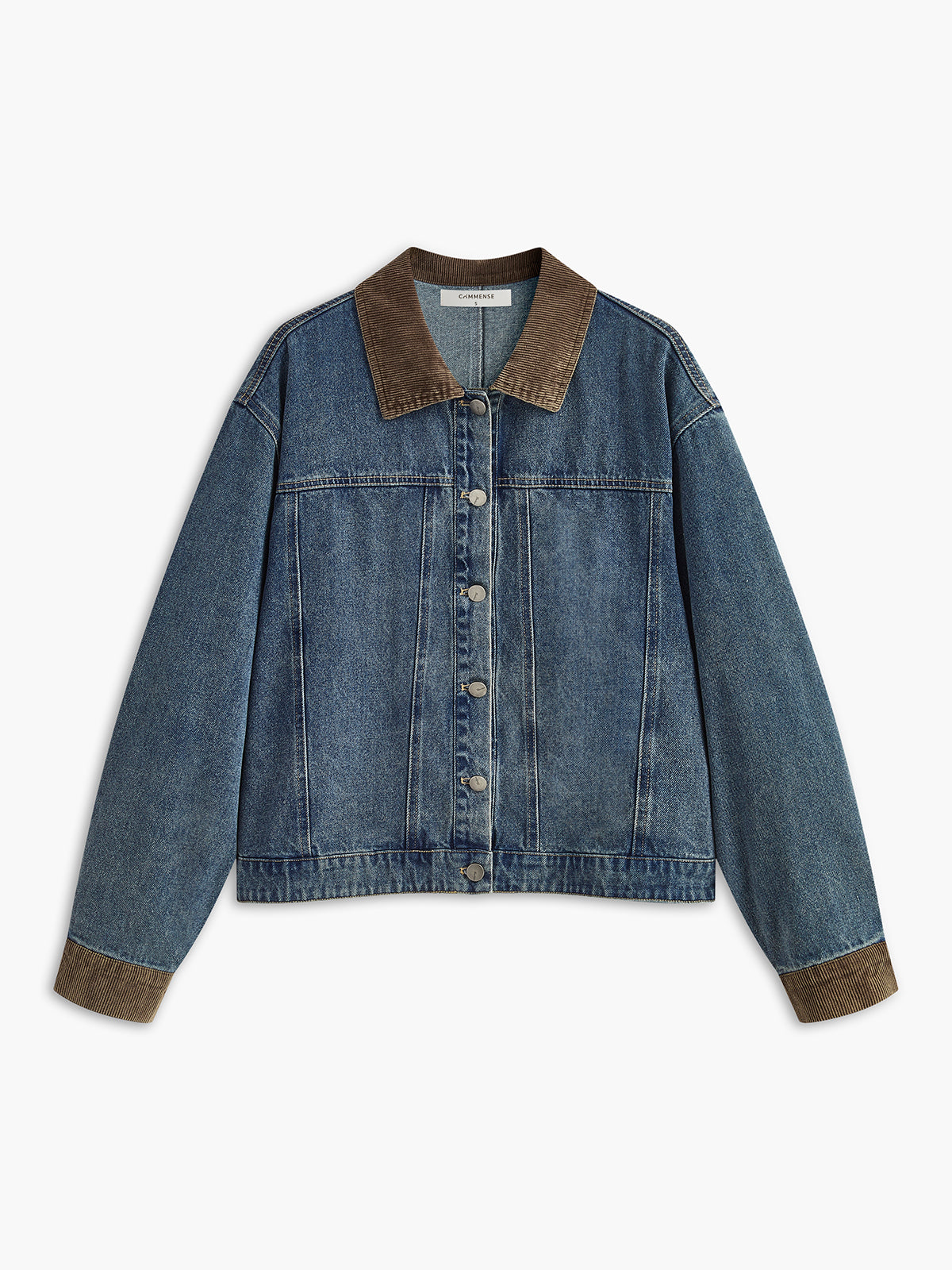 Contrast Collar Piping Denim Jacket | COMMENSE