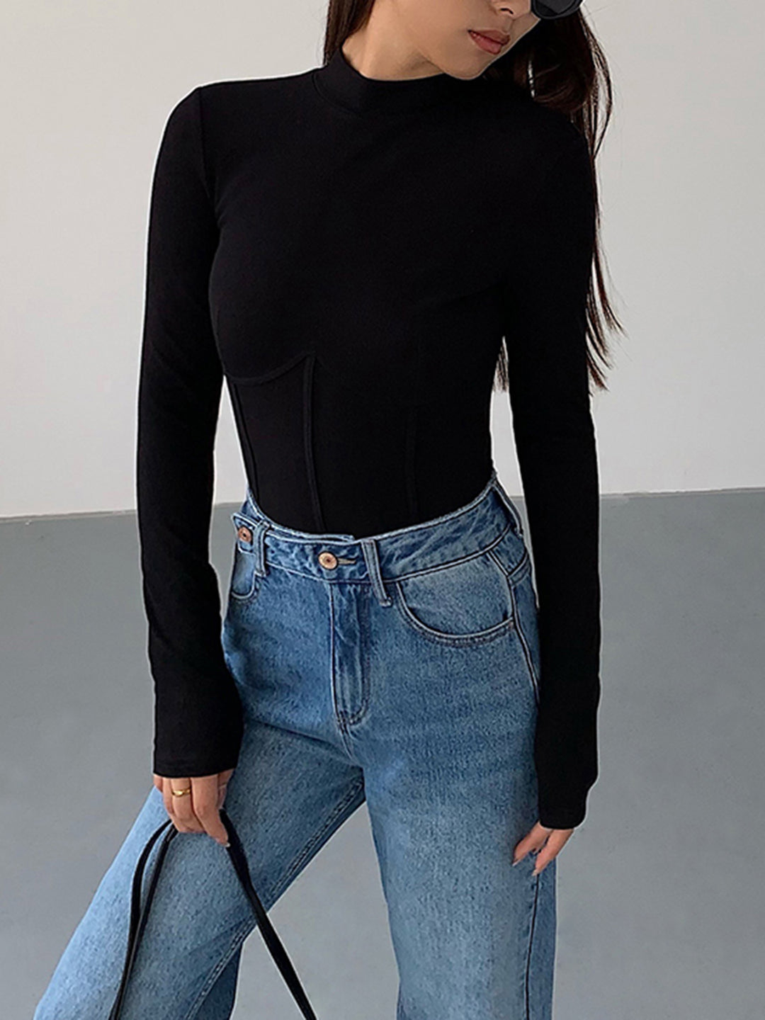 ●eessay● MOUSSE MOCK NECK TOP OGL Eco-Mousse Thermal Brushed mock neck crop top XL NWOT 23
