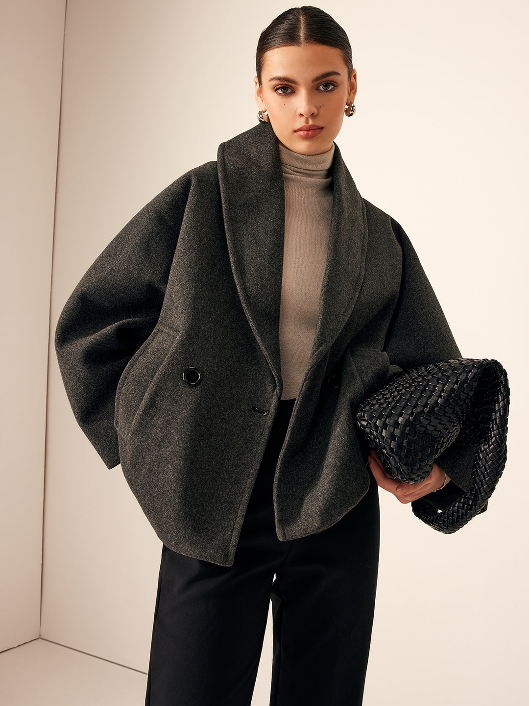 Lumignon tweed fur snow jacket【ダークグレー】 Lumignon original tweed fur snow jacket