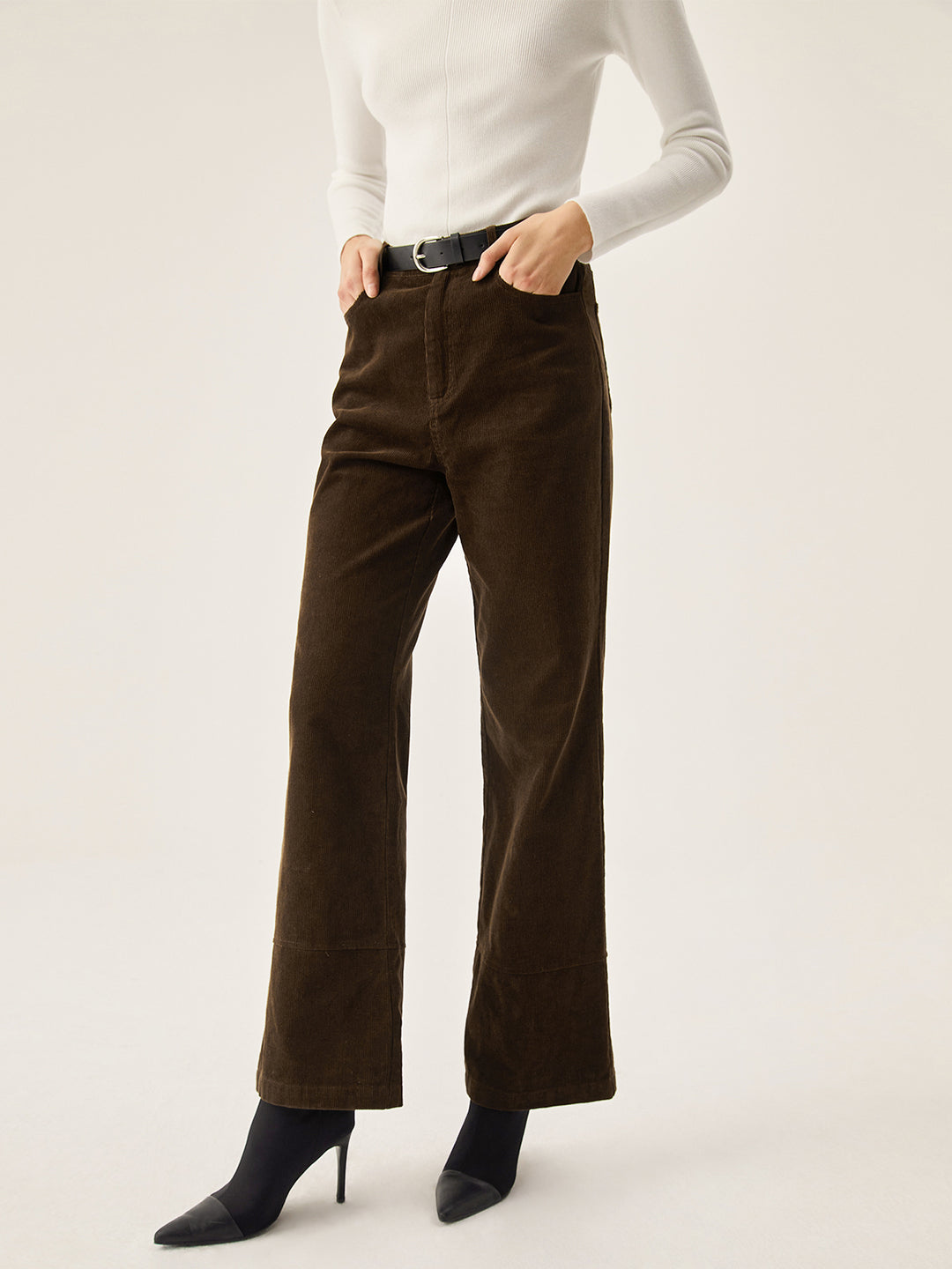 Corduroy Wide Leg Pocket Pants | COMMENSE